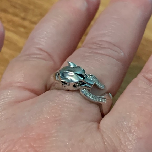 Effy Sterling Silver Diamond and Tsavorite Panther ring size 6.75